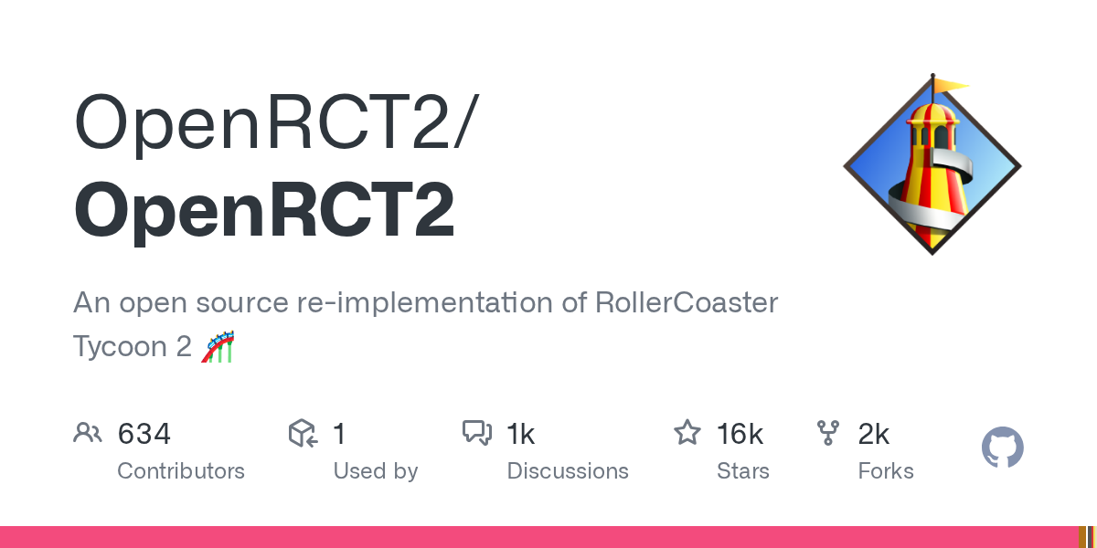 OpenRCT2 - 过山车大亨2开源重制版源码（15.7k Stars）-华景云源码库-优质开源源码免费下载